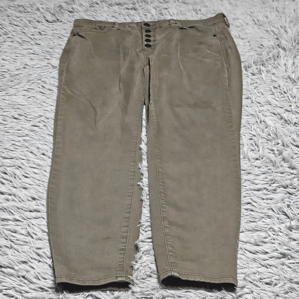 Torrid Jeans Womens Size 16R Sky High Skinny Olive Green Cotton Blend Button Fly
